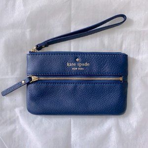 kate spade small navy leather pouch clutch